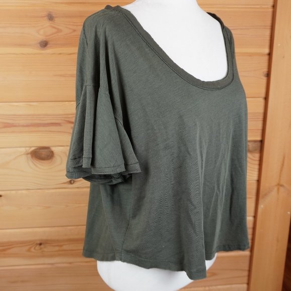 We The Free Green Oversized Cropped T-Shirt Top Size Small - Picture 3 of 7